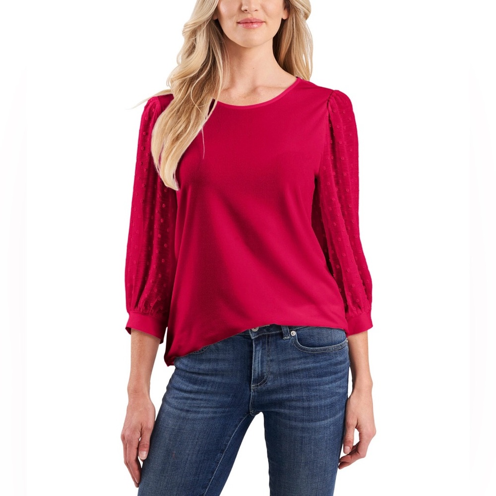 Cece Clip Dot Sleeve Top